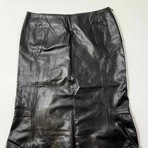 100% Leather Black Skirt – Edgy & Sophisticated - Size 38